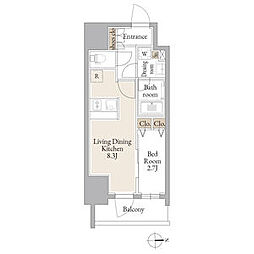 ルネフラッツ庄内通駅前 13階1LDKの間取り