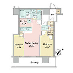 NAGOYA the TOWER 10階2LDKの間取り