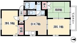 ヴィラエテルノ 2階3DKの間取り