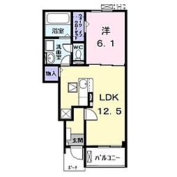 フラン(Franc) 1階1LDKの間取り