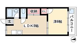 大野マンション 1LDKの間取図画像