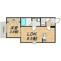 LECOCON中村 1階1LDKの間取り
