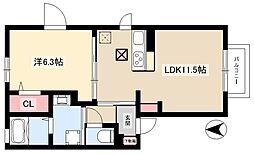 エールコート 1階1LDKの間取り