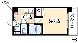 パークフラッツ金山 14階1Kの間取り
