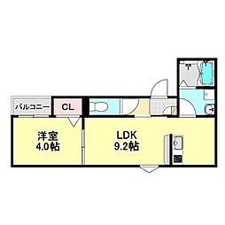 LECOCON甚目寺 3階1LDKの間取り
