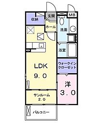 シュティル　ブリーゼ 1階1LDKの間取り