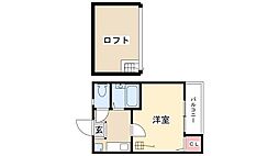 シュノンソー名古屋 2階1Kの間取り