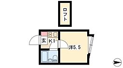 ベルトピア名古屋17 2階1Kの間取り