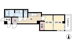 B’s117　North 4階2Kの間取り
