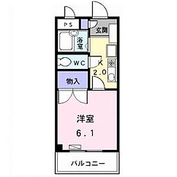 アメニティ名駅 1階1Kの間取り