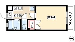 メゾンノダ 3階1Kの間取り