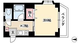 スミワンルームマンション2 1Kの間取図画像