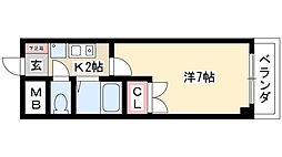 レジデンス中島 1Kの間取図画像
