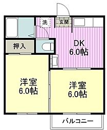 ハイツ藤 2DKの間取図画像