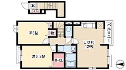 メゾンドソレーユ2B 2LDKの間取図画像