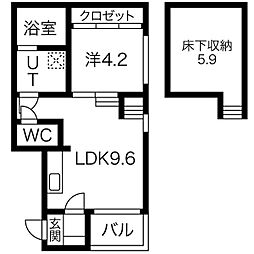 ミレニア栄生 1LDKの間取図画像
