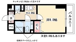 アールコーヴ押切 1Kの間取図画像