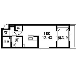 ティンガーラ須ヶ口 EAST 1LDKの間取図画像