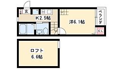 ヴェリテール本陣 1Kの間取図画像