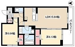 ガーデンテラス 2LDKの間取図画像