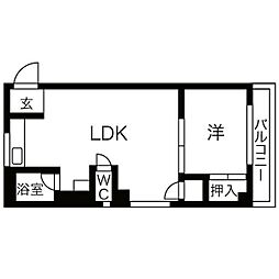 Court本陣 1LDKの間取図画像