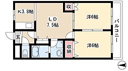 グランディール慶 2LDKの間取図画像