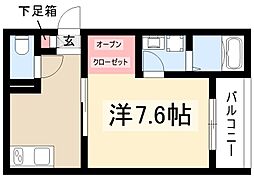 LECOCON栄生 1Kの間取図画像