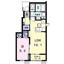 海部郡大治町大字北間島字大道アパート 1LDKの間取図画像