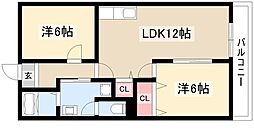 ヴィラM.K. 2LDKの間取図画像