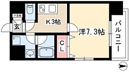 クレシェール大須 1Kの間取図画像