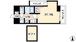 プレサンス名古屋駅前アクシス 1Kの間取図画像