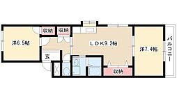 コロナハイツ 2LDKの間取図画像
