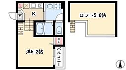 ハーモニーテラス松葉町 1Kの間取図画像