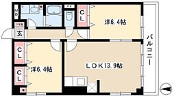 エスポワールメゾン神郷 2LDKの間取図画像