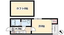 寿キャッスル栄生 1Kの間取図画像