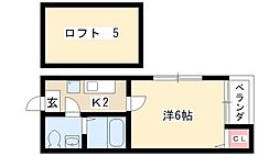 カーサミラ 1Kの間取図画像