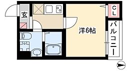 シャインスター 1Kの間取図画像