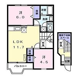 プリムローズ 2LDKの間取図画像