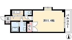 ヴェルシェーヌ桜橋 1Kの間取図画像