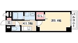 レジデンスK-1 1Kの間取図画像