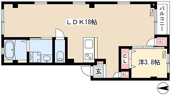 グランレーヴ東別院WEST ｜愛知県名古屋市中区平和2丁目(賃貸マンション1LDK・3階・45.00㎡)の写真 その2