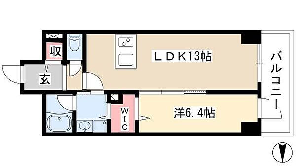 グランルクレ新栄ウエスト ｜愛知県名古屋市中区新栄2丁目(賃貸マンション1LDK・5階・46.71㎡)の写真 その2