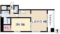 エルミタージュ新栄 6階1LDKの間取り