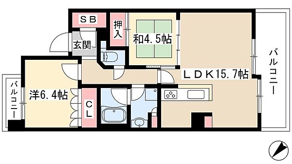 ベレーサ鶴舞公園 ｜愛知県名古屋市中区千代田3丁目(賃貸マンション2LDK・6階・64.83㎡)の写真 その2