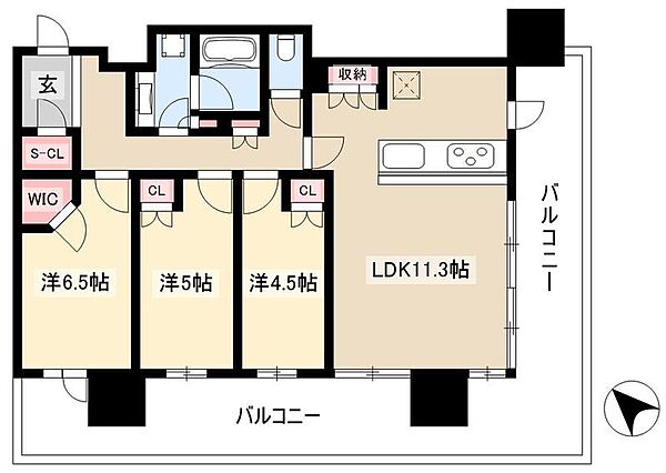 NAGOYA the TOWER ｜愛知県名古屋市中村区名駅南2丁目(賃貸マンション3LDK・5階・73.66㎡)の写真 その2