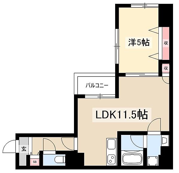 グレイス新栄 ｜愛知県名古屋市中区新栄1丁目(賃貸マンション1LDK・5階・42.48㎡)の写真 その2