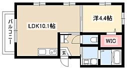 グランレーヴ上飯田 1階1LDKの間取り