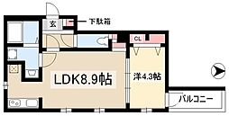 Cherim志賀本通North 2階1LDKの間取り