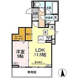 ルヴィータ矢田南 1階1LDKの間取り