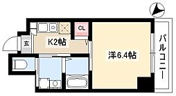 ワイズタワー新栄 8階1Kの間取り